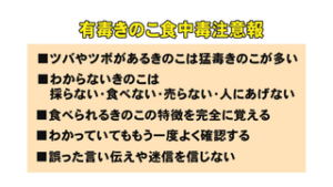 長野県　有毒きのこ食中毒注意報　発出中