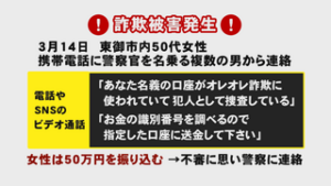 東御市５０代女性　電話でお金詐欺　５０万円被害