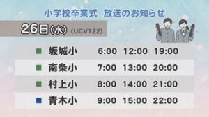 各小学校の卒業式　放送日程