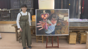 総文祭へ出品①　上田高校美術班　渋沢菜々美さん