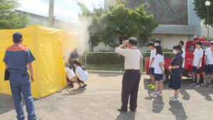 防災・減災の体験学習　上田市立第六中学校