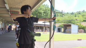 インターハイへ　アーチェリー男子個人　上田千曲高校　宮島楓生選手　上田市
