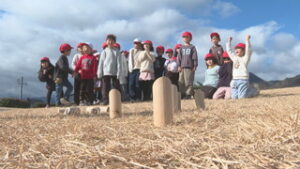 外で遊ぶきっかけに　神科小学校１年生がモルック体験　上田市住吉