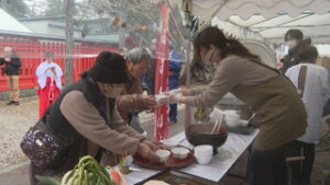 一年の無病息災を願って　生島足島神社　初の七草祭　上田市下之郷