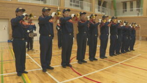 上田市消防団ポンプ操法・ラッパ吹奏大会に向けて　丸子武石ラッパ隊　武石小学校