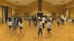 岳の幟　ささら踊り　本番向け練習はじまる　上田市別所温泉ん　あいそめの湯大ホール