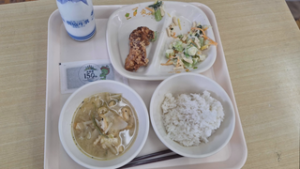 坂城町内で　長野県１５０歳おめでとう献立　坂城町立村上小学校