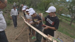 玄蕃山夢プロジェクト　流しそうめんに挑戦　上田市住吉